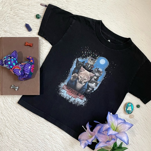 Netflix strange fur things unisex cat print graphic tee - Picture 5 of 12